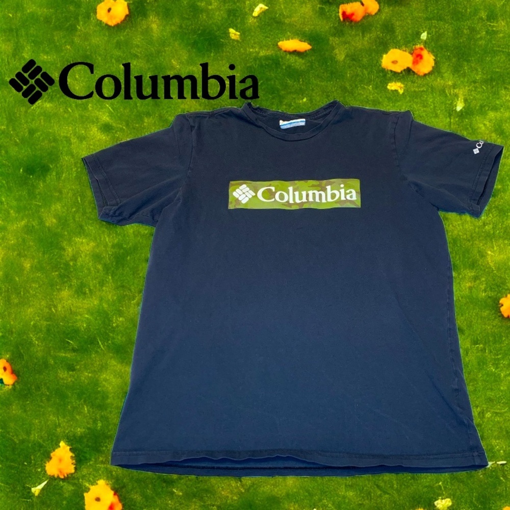 COLUMBIA Men’s Camo logo black t-shirt- Medium